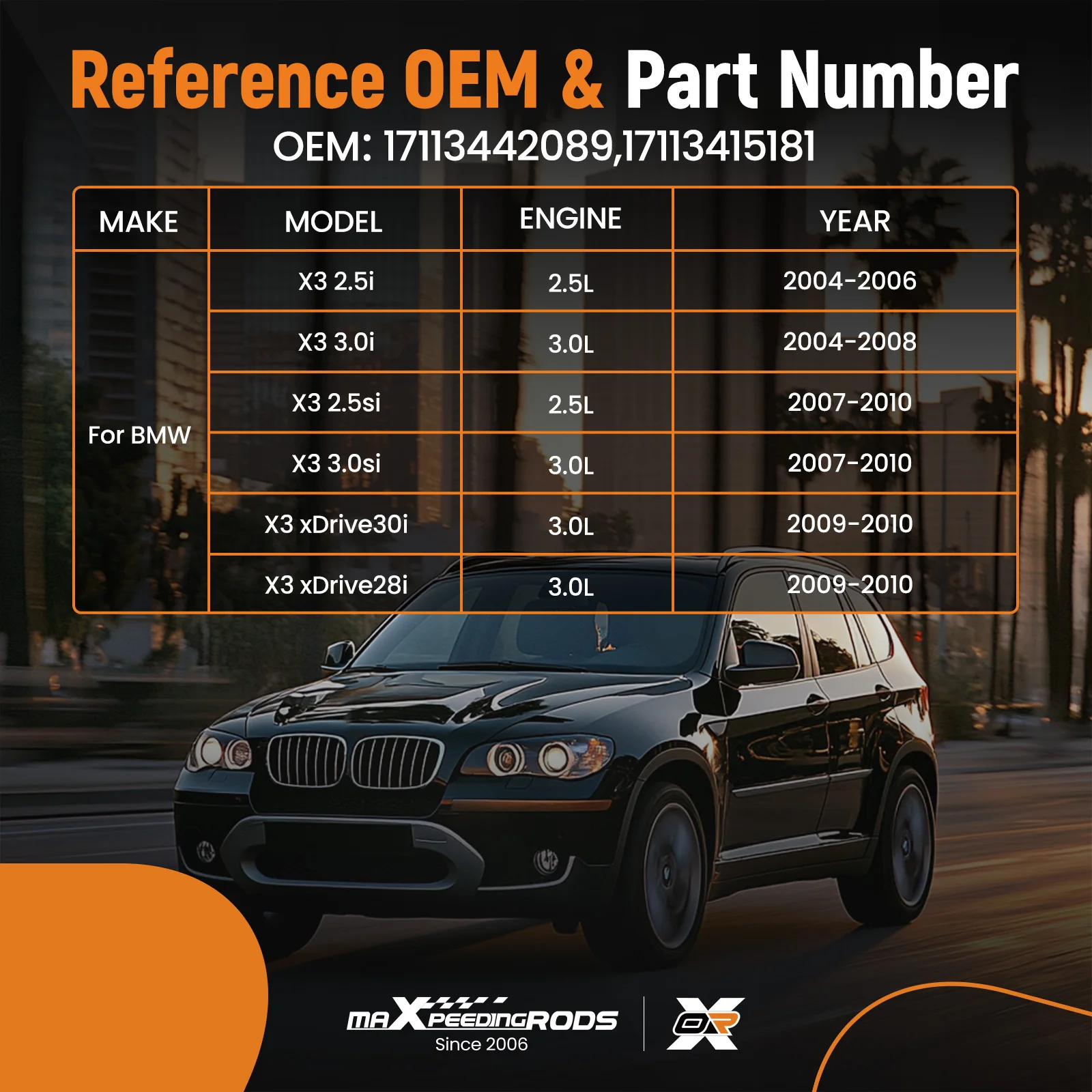 Ventilador de refrigeración del radiador, Motor sin escobillas 600W 12V para BMW E83 X3 2004-10 17113442089