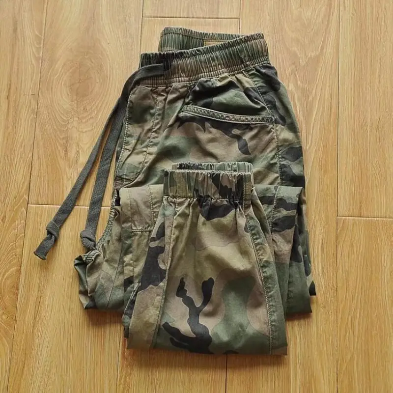 Camouflage Work Pants Men's Pure Cotton  Welding Heat Resistant Labor Protection Loose Wear for Spring Autumn And Summer