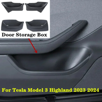 For Tesla Model 3 Highland 2024 Door Side Water Proof Storage Box Handle Pocket Car Armrest Accessories TPE Car Front Door Rear
