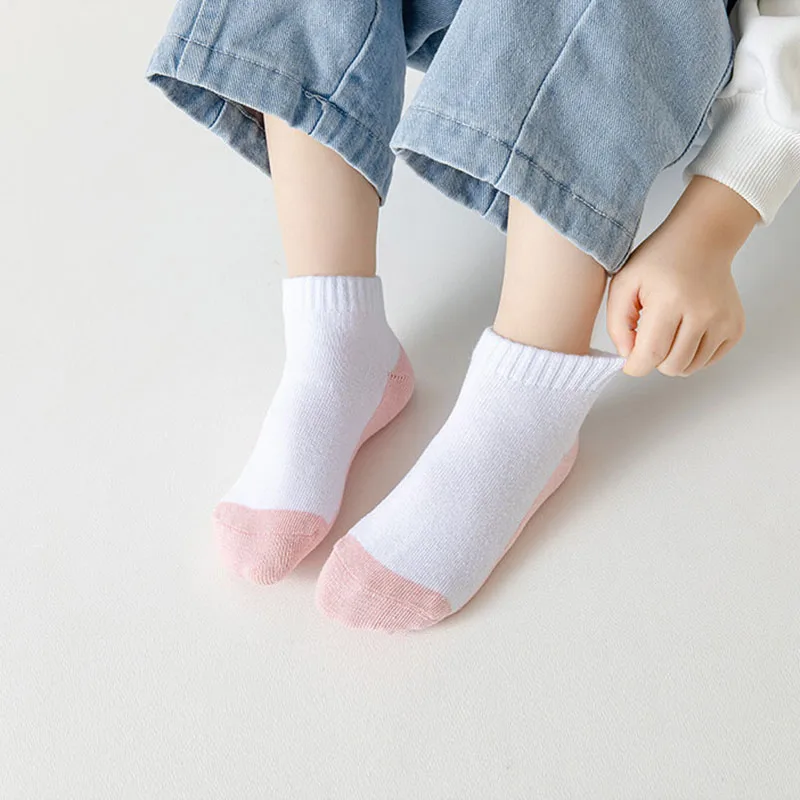 5 Pairs/Lot Children Socks Boy Girl Baby Cotton Fashion Black White Gray Pink For Summer New 1-12 Years Kids Teens Student Socks