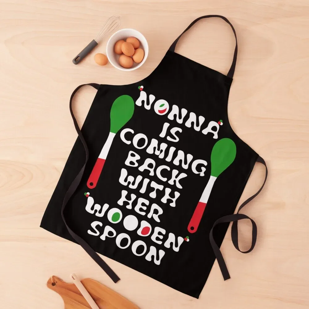 

Nonna Is Coming Back With Her Wooden Spoon | Wooden Spoon Apron Bib For Kitchen For Cosmetologist Apron