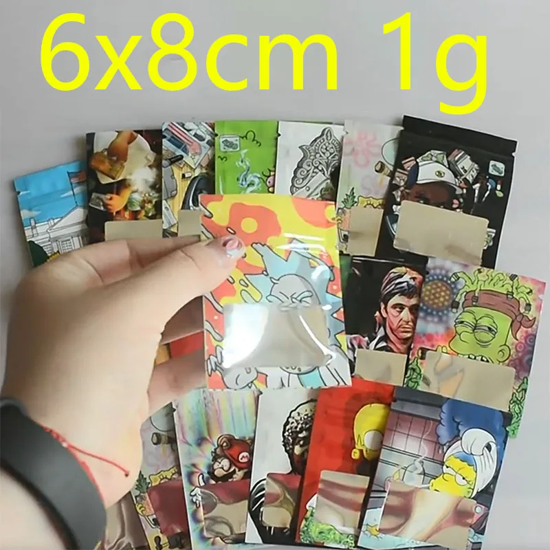 

6*8 Cm Mini Ziplock Mylar Bag 1G Cartoon Aluminum Foil Dampness Pouches Small Smell Proof Resealable Zipper Candy Packaging Bags