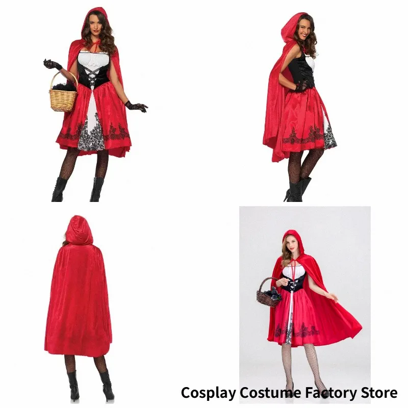 Größe S-3XL Halloween Damen Rotkäppchen Kostüm Fantasy Junggesellinnenabschied Robe Cosplay Spiel Uniform Faschingskleid 2025