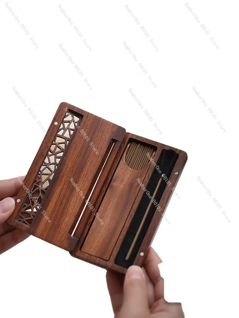 

Элегантный портативный футляр для благовоний из массива дерева, дорожный контейнер для хранения, подставка для агарового дерева, мини-держатель для ароматических палочек