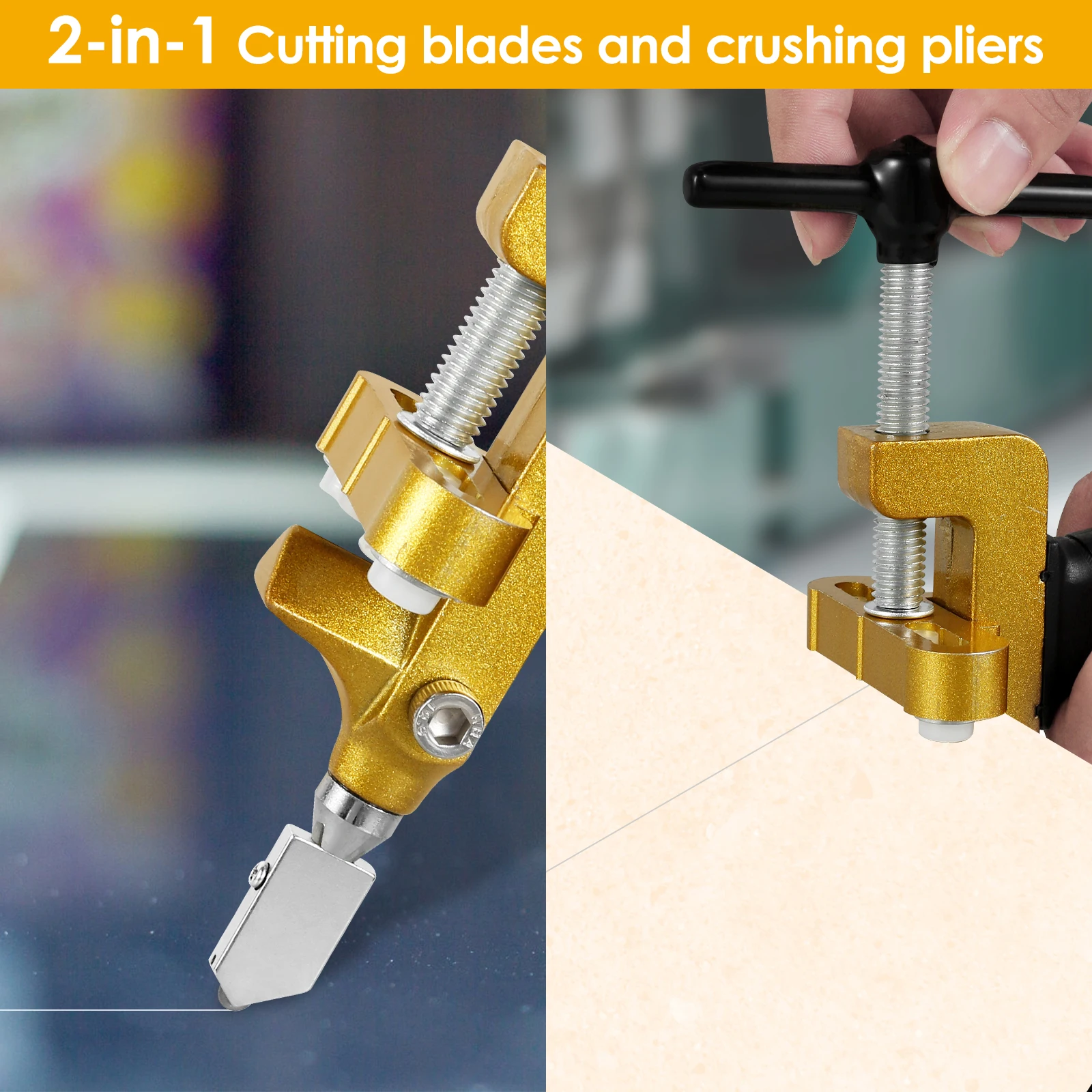 Tile Cutter Hand Tool 2 in 1 Manual Glass Cutter Breaker Portable Mirror Breaking Plier Lightweight DIY Cutting Too