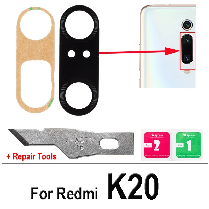 2Set brand new back camera glass lens sticker for Redmi K20 30 pro camera lens with repair tools