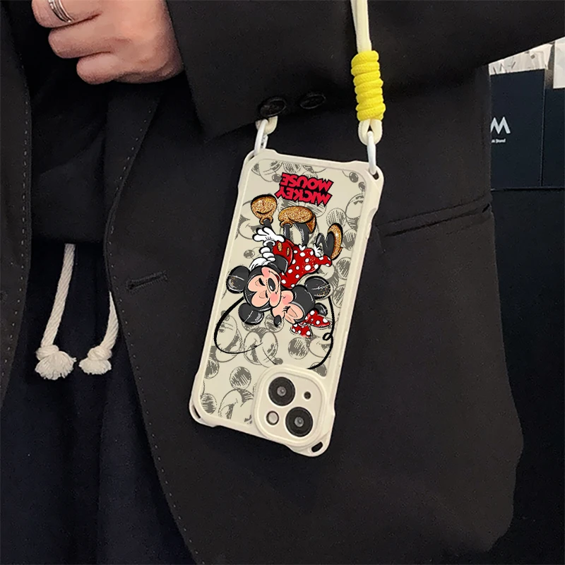 Disney Mickey Mouse LOVE For Vivo Y100 Y91 Y81 Y78 Y77 Y72 Y51 Y50 Y36 Y35 Y28 Y27 Y22S Y21 Y20 Y19 Y17 Y16 Y15 lanyard Case