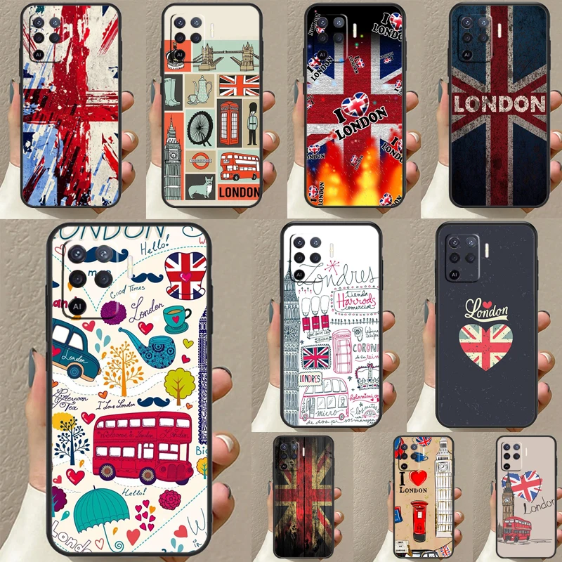 Лондон автобус Англия Биг Бен для OPPO Find X3 X5 Pro A5 A9 A31 A53 A15 A16 A52 A72 A83 A91 A93 A94 A54 A74 A53S чехол