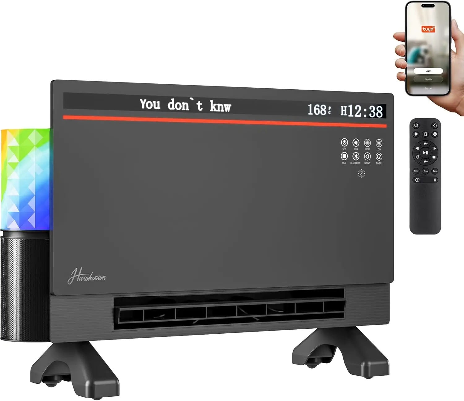 

Умный электрический панельный обогреватель мощностью 1800 Вт с Bluetooth, RGB-подсветкой, приложением и голосовым управлением, настенным или отдельно стоящим креплением