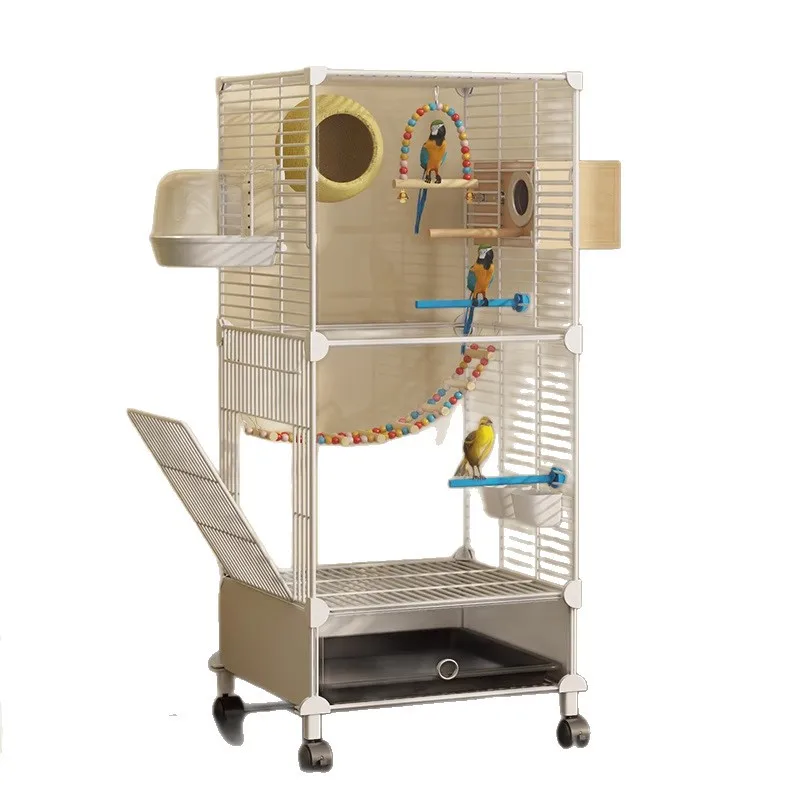 

Bird cage, parrot cage, household large tiger skin Xuanfeng peony, new type for starlings, luxury villa with breeding box