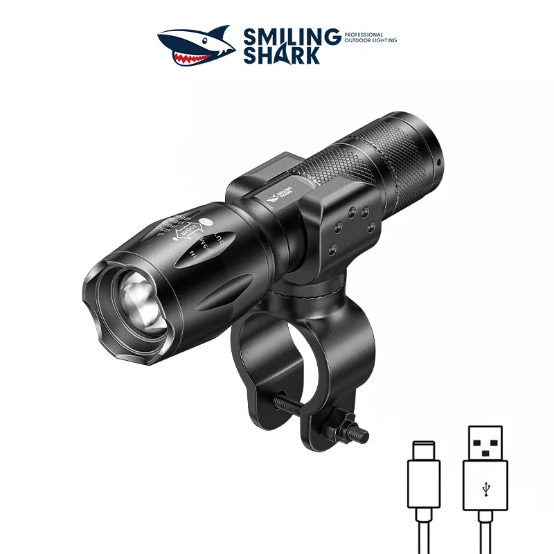 Outdoor High Brightness Riding Light Flashlight Zoom Rechargeable Super Bright Flashlight High Lumens Tactical Flashlight