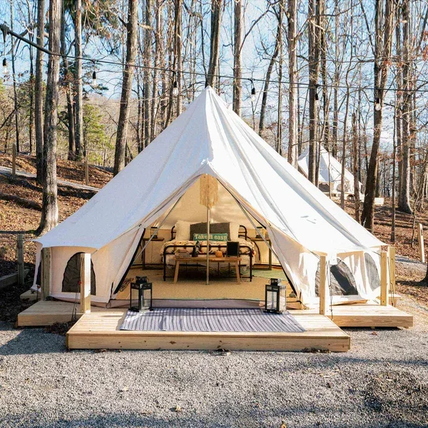 5M Family Camping House Canvas Oxford Teepee Cotton Yurt Hot sale safari 6m Canvas Resort Glamping Bell Pyramid Tent