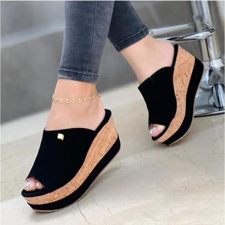 Women Summer Peep Toe Wedges Heeled Sandals Platform Shoes Casual Ladies Outdoor Slippers Beach Shoes Fashion