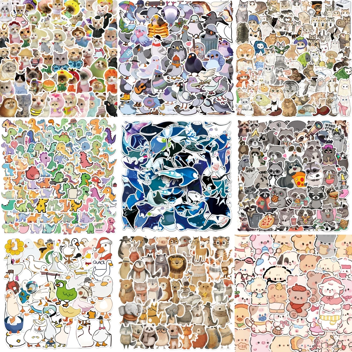 10/30/50PCS Cartoon Cute Animals Stickers Series Pigeon Graffiti Guitar Phone iPad Laptop Luggage Kids Toys Decoration Wholesale