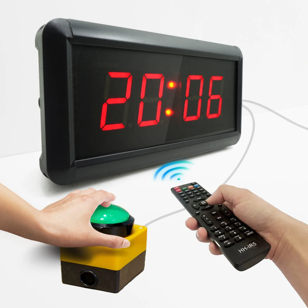 

4-digit LED Countdown Clock Stopwatch with Remote Control, School Rush Answer Competition Game Chronometer, Button selectable