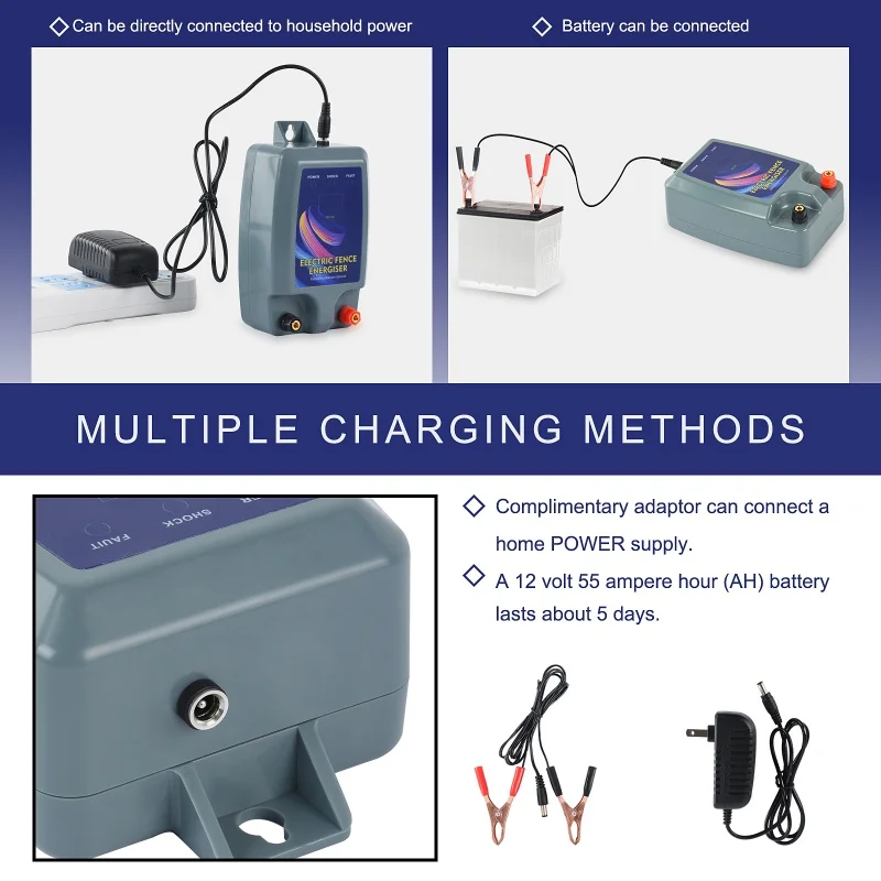 10KM Electric Shepherd for Cattle Animals Farm Electric Fence Energizer Livestock  LCD Panel Charger High Voltage Pulse Control