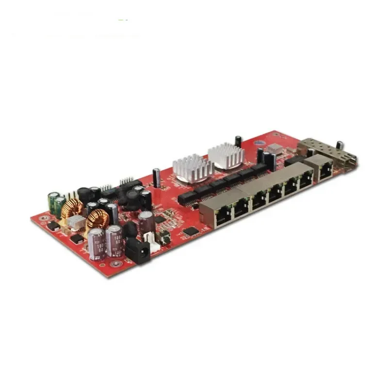 Commutateur PoE en fibre de rosée OEM, carte PCB pour téléphone IP, caméra IP, antenne WiFi extérieure, 8 ports, 100Mbps, 48V