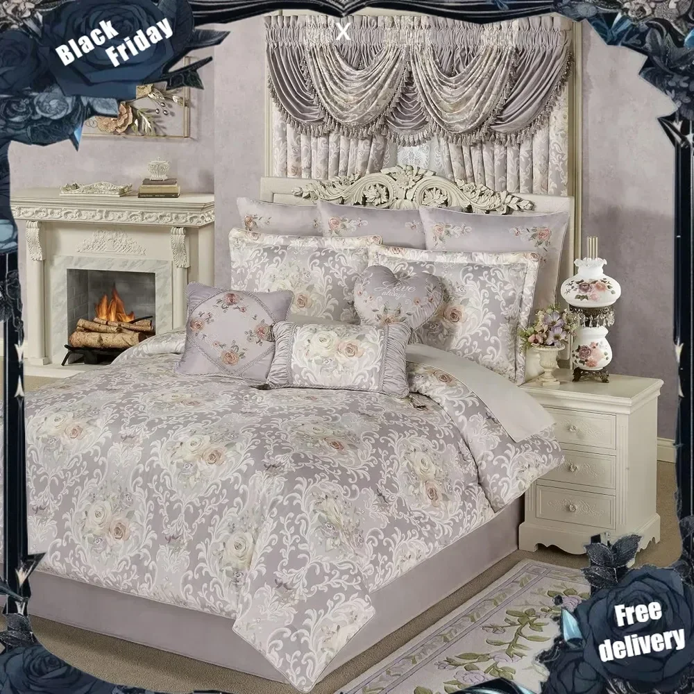 Romantica Collection  Comforter Set Wisteria Oversized Queen, King, Cal King Luxury Bedding Sets Polyester