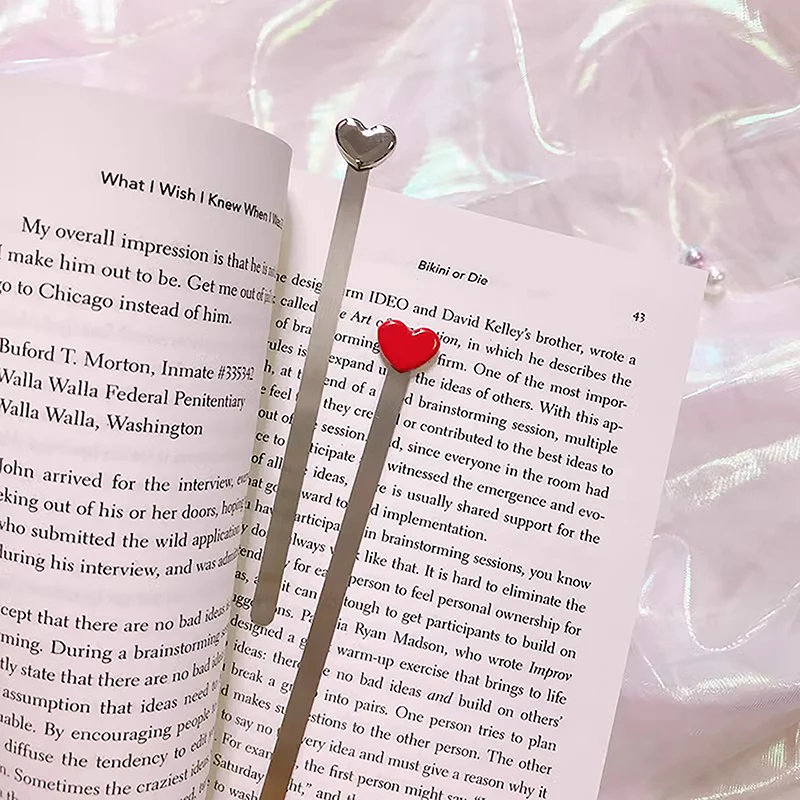 Simple Design Love Heart Metal Bookmarks Creative Beautiful Bookmark Gift School Office Supplies Stationery