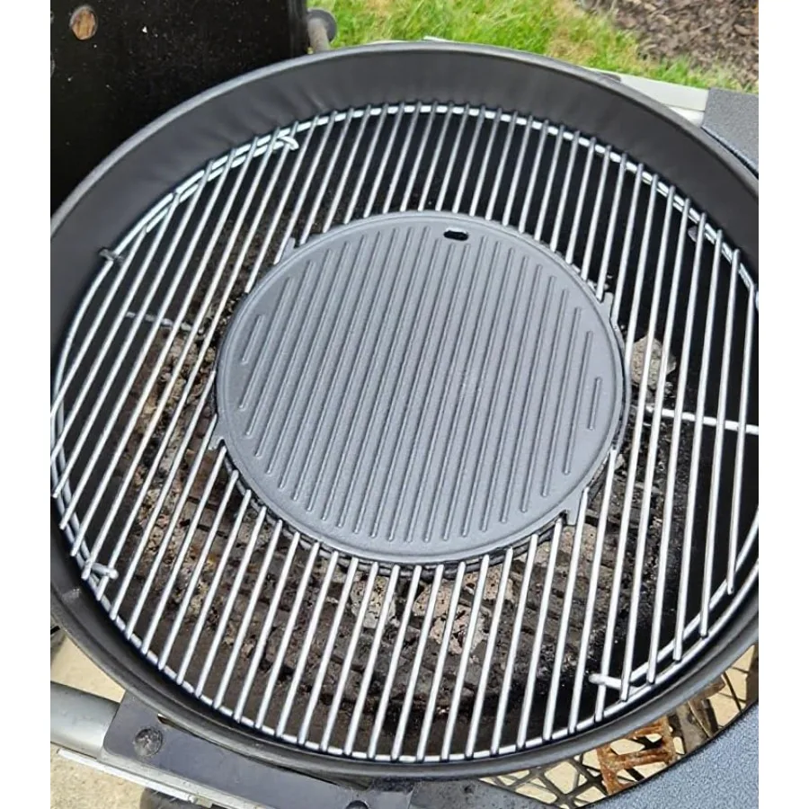 8834 صينية من الحديد الزهر لنظام الشواء الذواقة صينية صر الحرق لغطاء 22 بوصة شواية فحم ممتازة 22 مدخن للغلاية #4