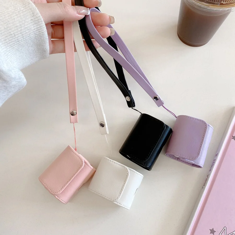 애플 에어팟 4 케이스용 단색 랜야드 가방, 에어팟 프로 2, 에어팟 3, 에어팟 2 커버, 패션 이어폰 커버, 에어팟 프로