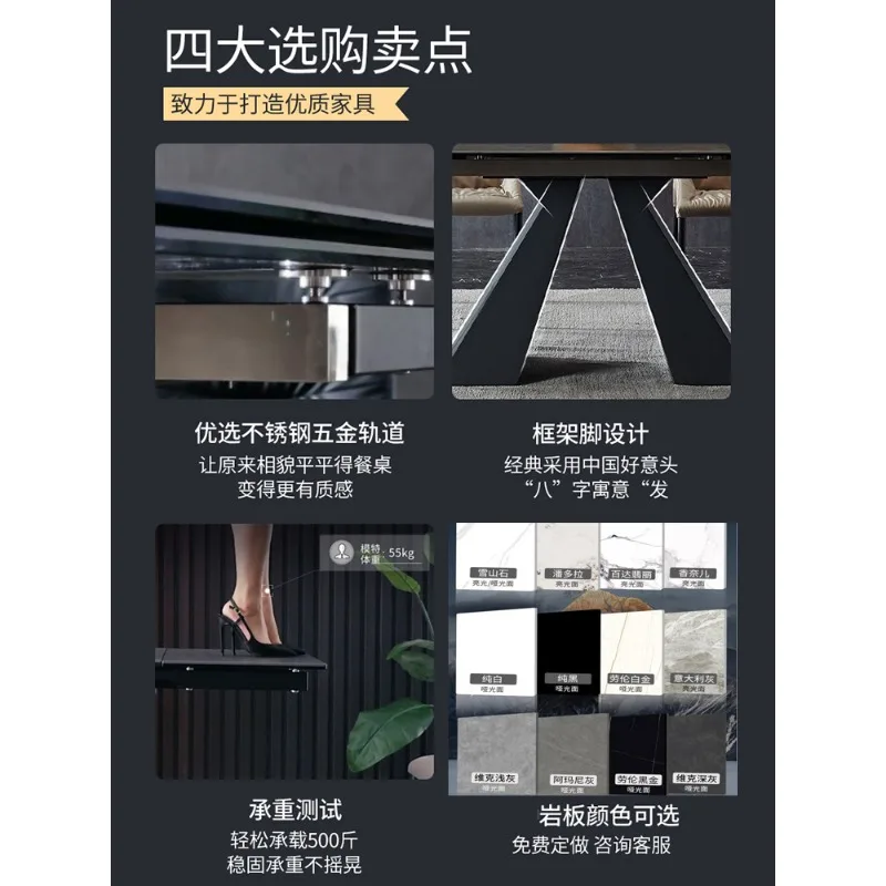 قابل للسحب الحديثة بسيطة الخفيفة الفاخرة المنزلية شقة صغيرة التعريفي طباخ طاولة طعام وكراسي مشرقة #3