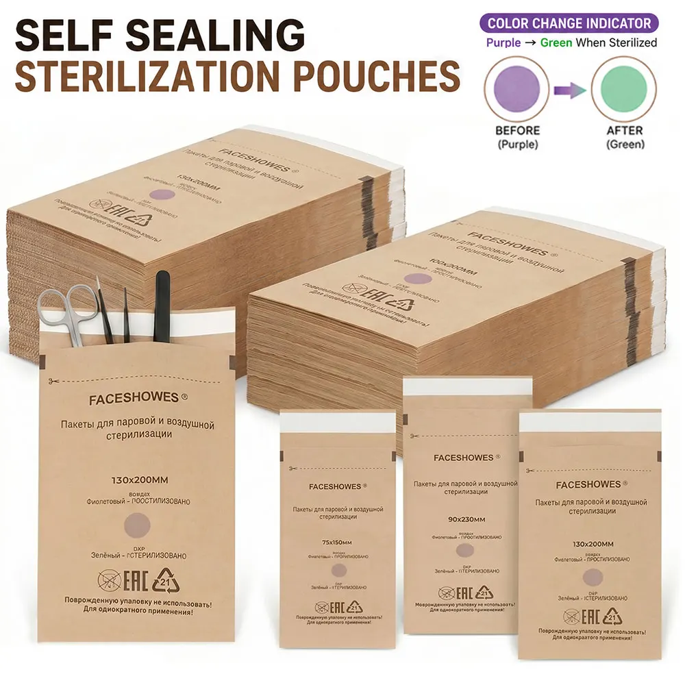 20-100pcs Kraft Paper Pouch Self Sealing Sterilization Pouches Storage Bags for Cleaning Bags Nail Art Tools