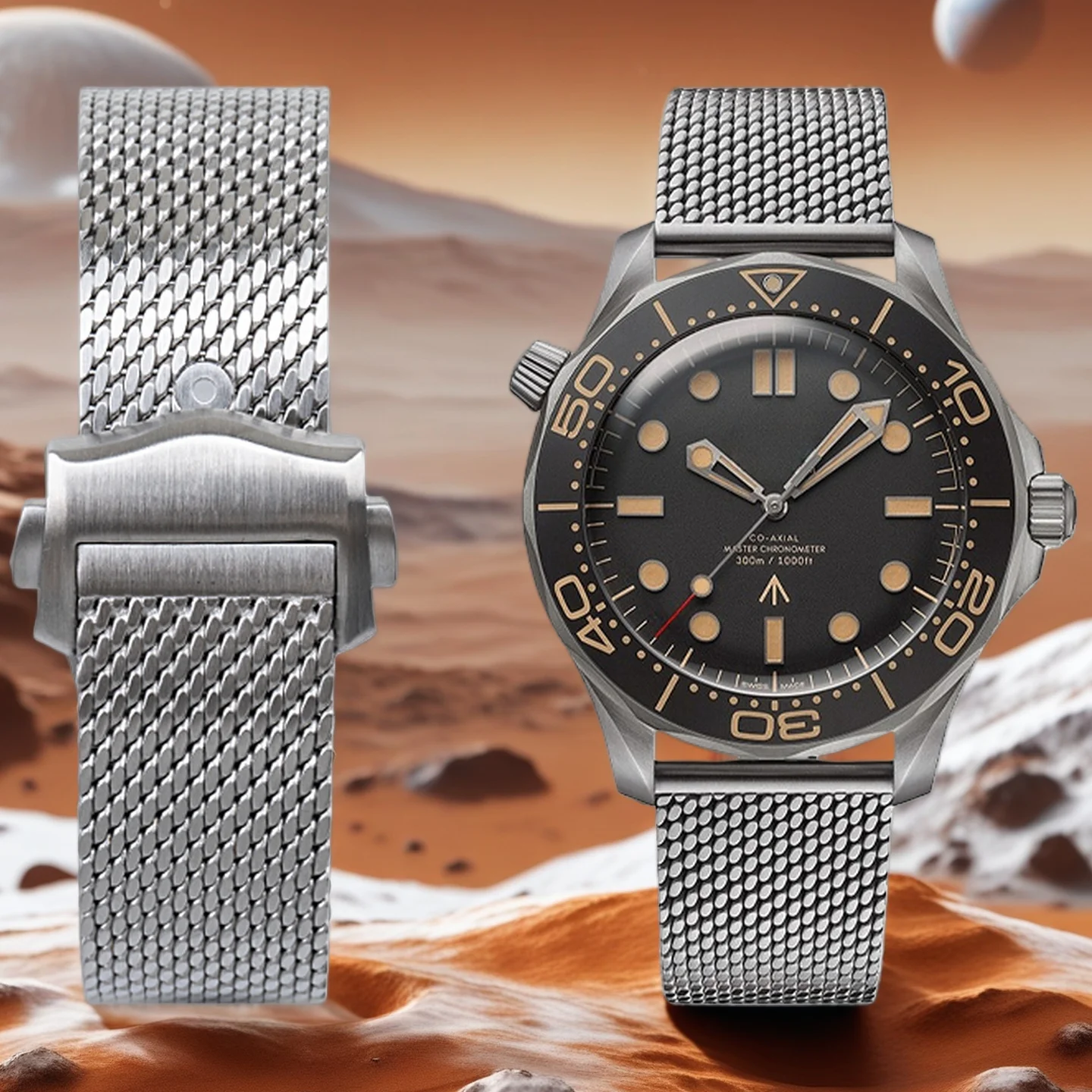 

Для Omega 007 Seamaster 300/Breitling/IWC 20 мм миланский стальной сетчатый ремешок для часов-ремешок из нержавеющей стали, сменный браслет