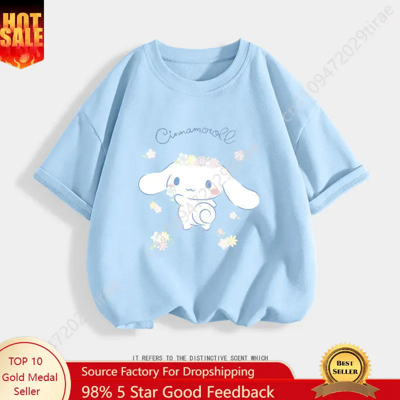 

Pure Cotton T-shirt 2026 Sanliou Yuguigou Cartoon Printed Casual ParentOutfit Men's and Women's T-shirt