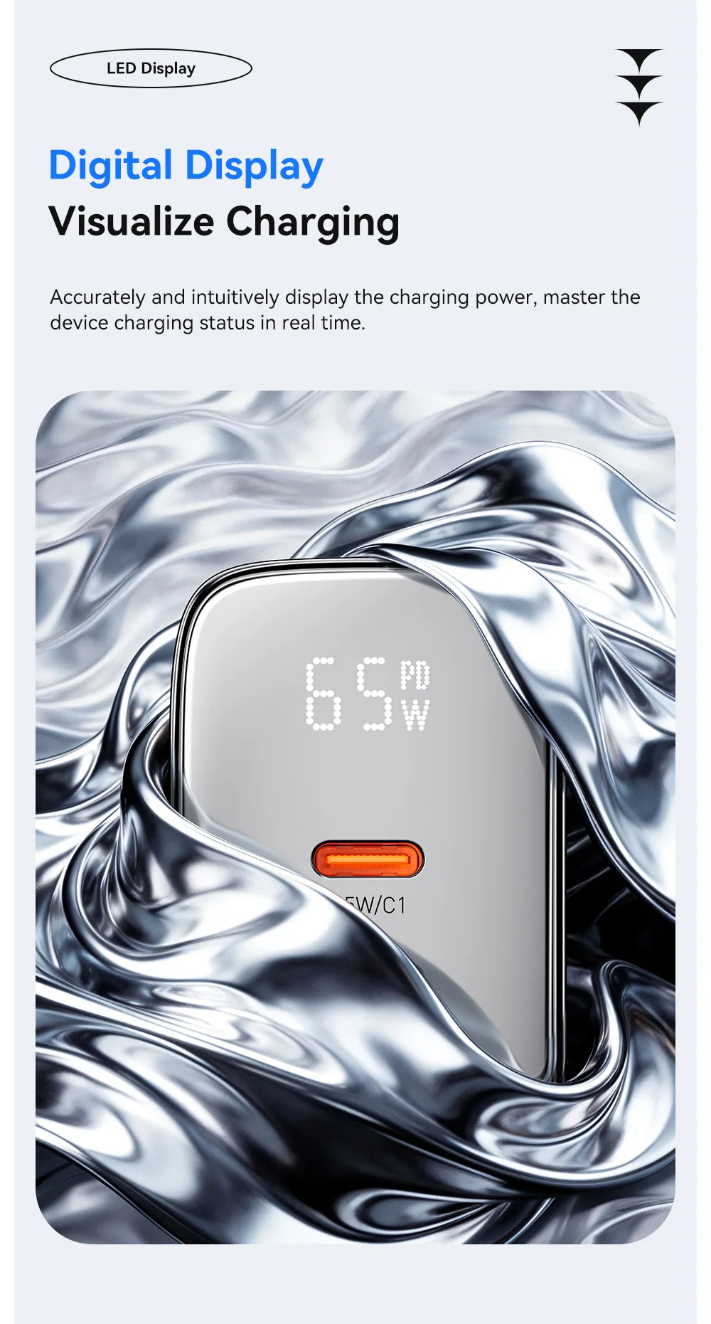 Essager 65W GaN USB Typ-C Ladegerät mit Digitalanzeige Mehrfach-Schnellladegerät für iPhone Huawei Samsung iPad MacBook Laptop – Detail 10
