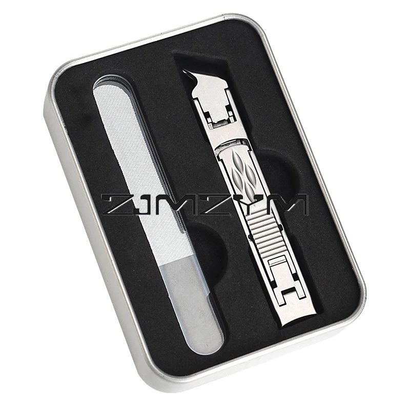 Cortaúñas portátil de acero inoxidable, tijeras de uñas plegables finas de doble punta, herramientas de manicura