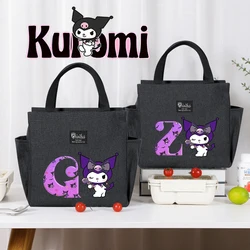 Kuromi Lunch Bags Anime Sanrio Printed Letter Picnic Bag Cartoon Insulated Meal Storage Lunch Boxes Kids Packed Portable Coolers