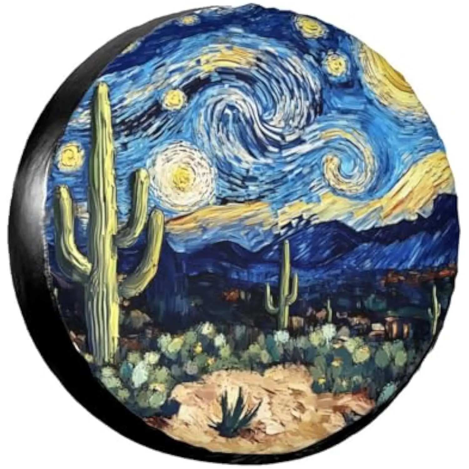 Starry Night Desert Cactus Tire Cover Waterproof Spare Wheel Protector for RV SUV Truck Outdoor Accessories