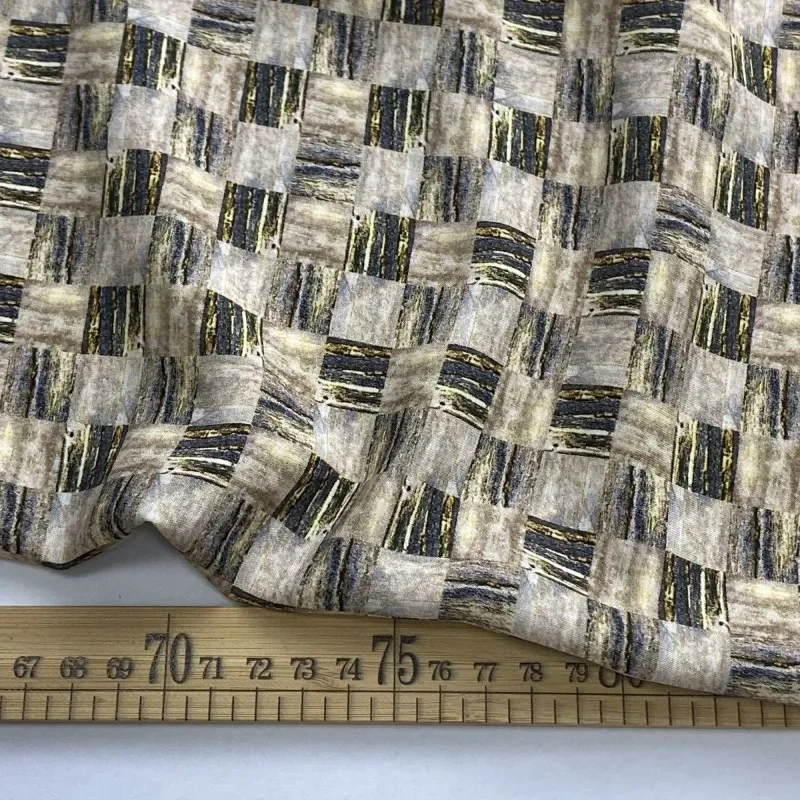60s Checkered Pure Cotton Silk Blend Fabric Summer Dress Skirt Material Breathable Silky Skin Friendly Moisture Wicking Apparel