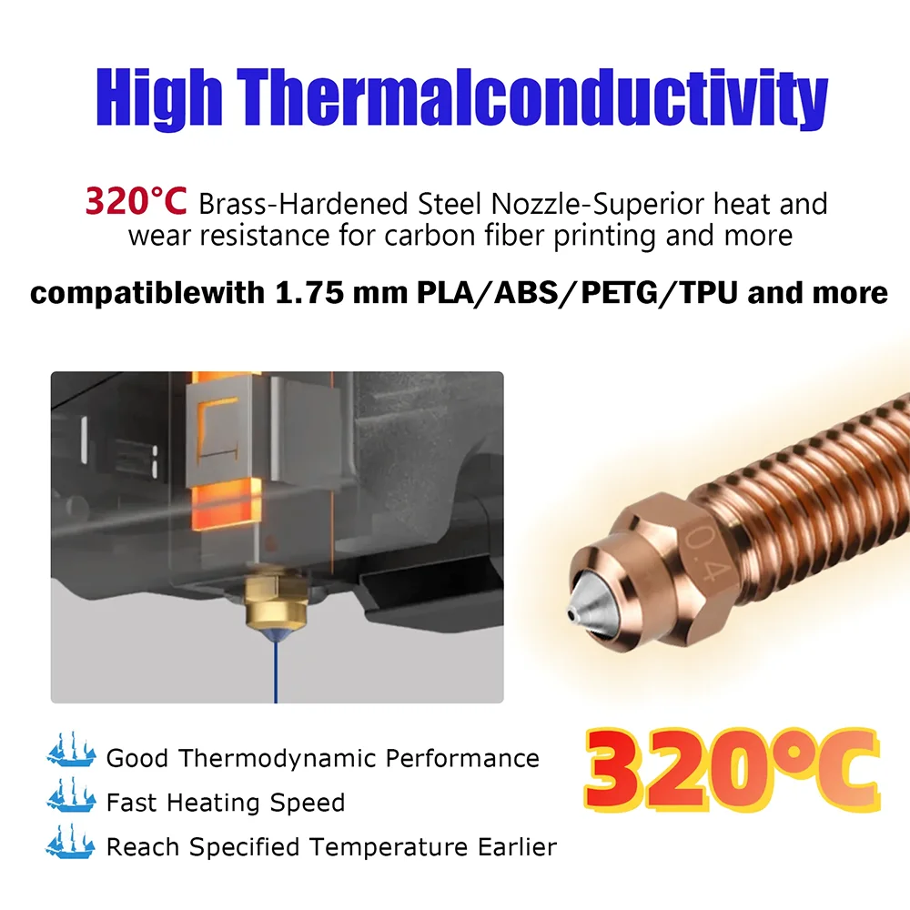 ل Elegoo Centauri فوهات الكربون CC hotend عدة السيراميك التدفئة سيليكون الجوارب 0.2/0.4/0.6 مللي متر فوهة مسح أجزاء طابعة ثلاثية الأبعاد #6