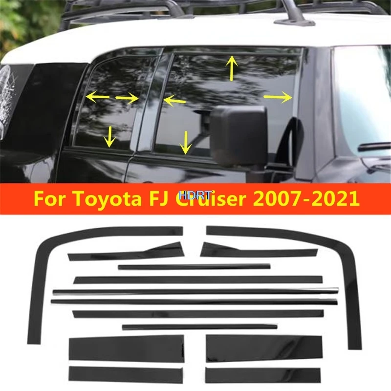 

Car Style Accessories Exterior Sticker For Toyota FJ Cruiser 2007-2021 Window Molding Glass Side Center Pillar Cover Trim Strip