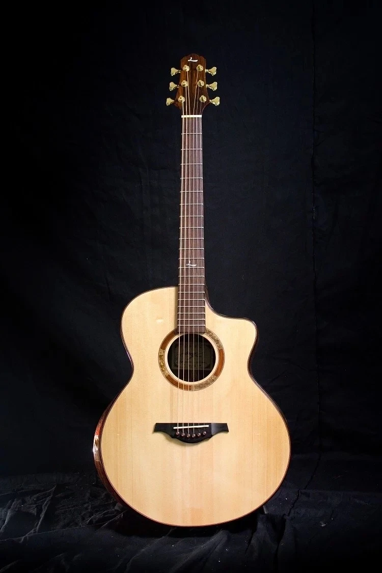 LeChant LS-JC50A Solid Spruce Acoustic Guitar,41 Inches Cutaway Koa Wood Back and Sides Arm Rest Guitarra