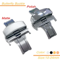 Cierre de Metal para Seiko, hebilla de mariposa de acero inoxidable mate pulido, accesorios de correa de reloj de cuero, 18mm, 20mm, 22mm, 24mm