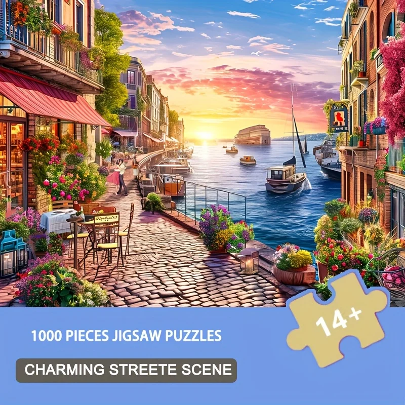 

Очаровательная уличная сцена, 1000 шт., головоломка 70x50 см, коллекция европейской деревни, винтажный пейзаж, искусство для путешествий, журналов