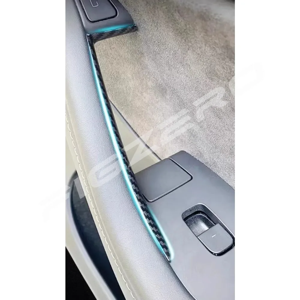 Door Inner Handle Cover Protector for Tesla Model 3 Y Front Left Right Carbon Fiber Pattern Black