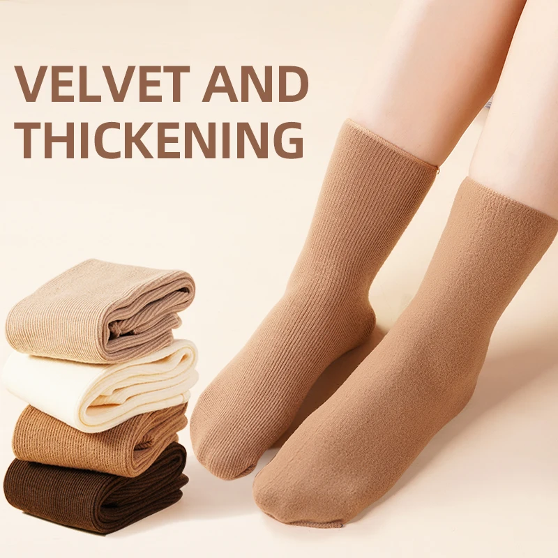 High Quality Women's Cotton Middle Tube Socks Solid Color Pregnant Female Confinement High Elastic Warm Socks Winter Thickened