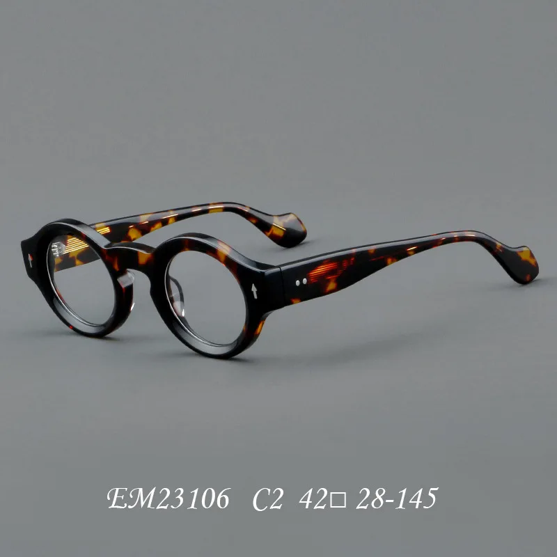 VCKA Runde Acetat-Myopie, Anti-Blau, Verfärben, Brille, Vintage-Stil, für Herren, verschreibungspflichtige Intensivierung, individuelle Optik, Brillen – 0,50 bis -10 – Detail 4