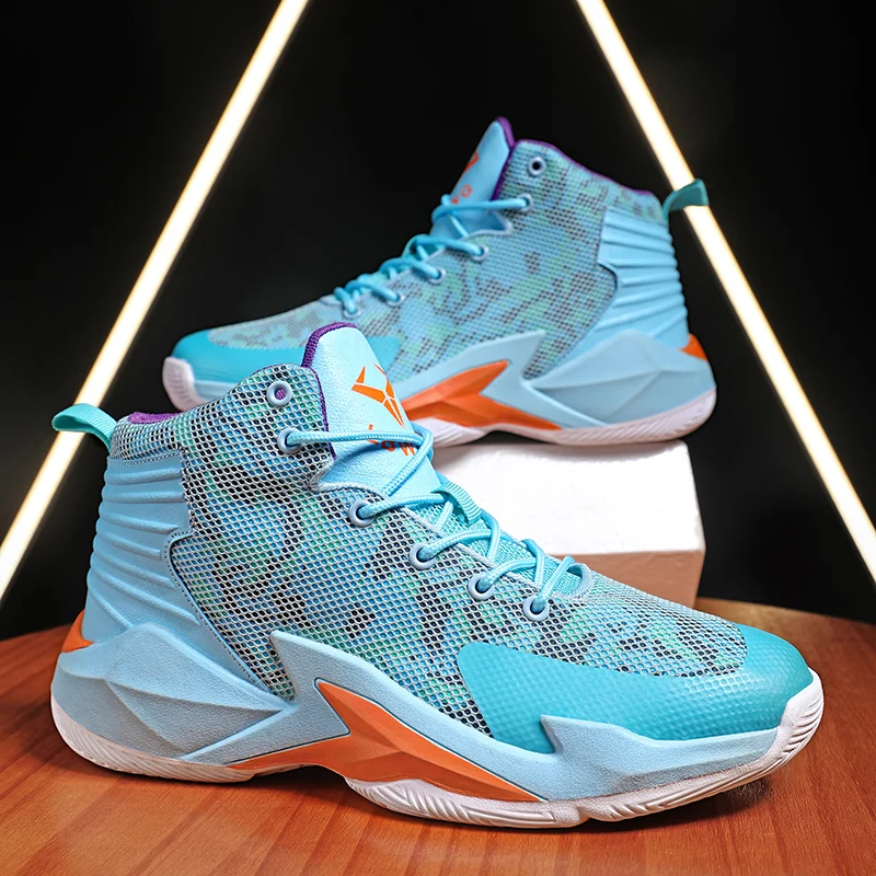

A pair of children's four-season mesh high-top basketball shoes, wear-resistant basketball shoes, sizes 36-45，YX-001