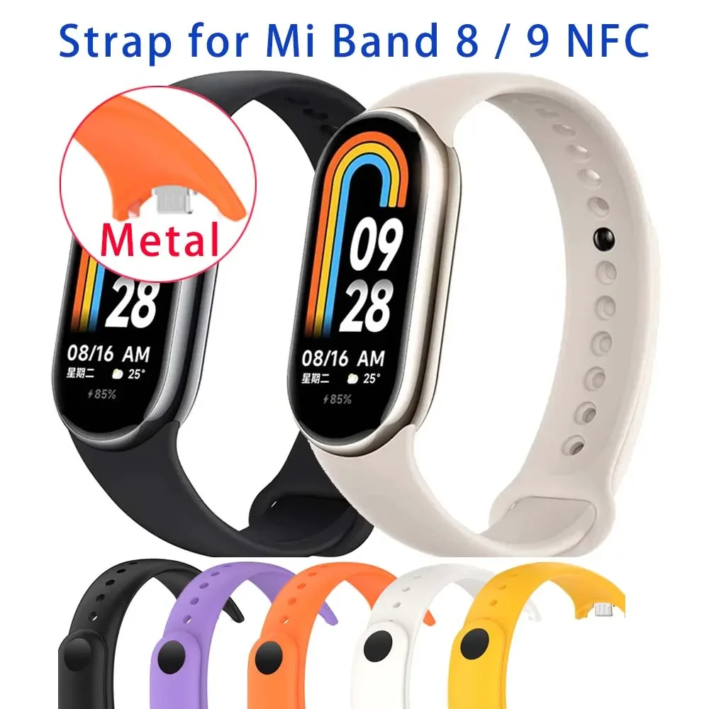 2025 Cinturino per Xiaomi Mi Band 10/9/8 NFC Bracciale da polso in silicone Miband 9 NFC Sostituzione pulsera correa Cinturino sportivo