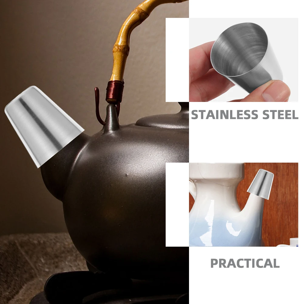 

4pcs Stainless Steel Teapot Spout Lid Cover Anti Drip Protector Dust Cap Travel Kettle Spout Supplies Covers Protective Sleeves