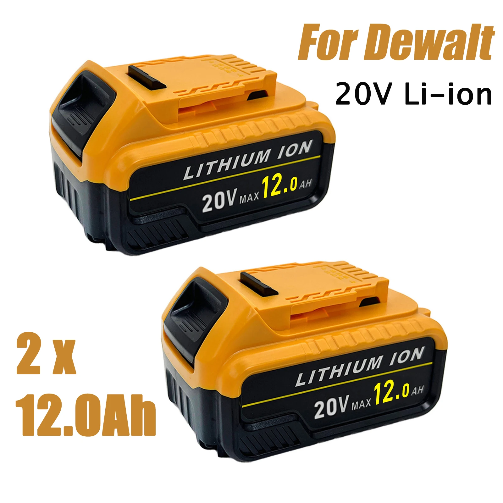 

Сменный литий-ионный аккумулятор 2 x 20 В, 12,0 Ач для аккумулятора Dewalt 20 В DCB200 DCB184 DCB101 со светодиодным индикатором