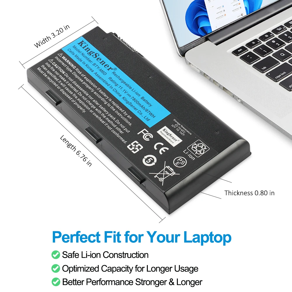 KingSener New BTY-M6D Laptop Battery for MSI GT60 GT70 GX780R GX680 GX780 GT780R GT660R GT663R GX660 GT680R Series 7800mAh