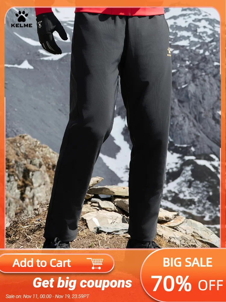 

Kelme Knitted Straight Leg Pants For Autumn And Winter Warm Sports Pants, Outdoor Windproof Running Pants Hiking And Hiking