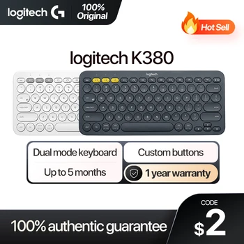 Logitech K380 Wireless Bluetooth Keyboard Multi-device Convenient Thin Portable Office Keyboard For PC Laptop MacOS With M350