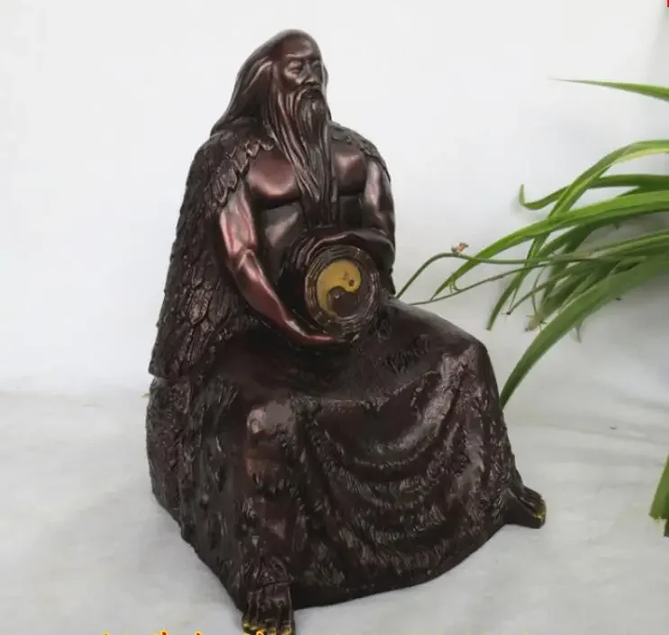 Open light  copper  Fuxi  Statues  Ornament  Eight Diagrams  Ancestor  Taoism  The statue